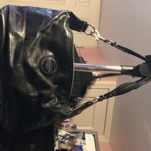 Black leather coach bag